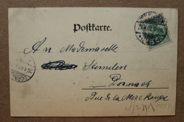 Postcard PC Souvenir de Muelhausen Mulhouse Alsace 1902 Entree de la Ville Streetview houses France 68 Haut Rhin